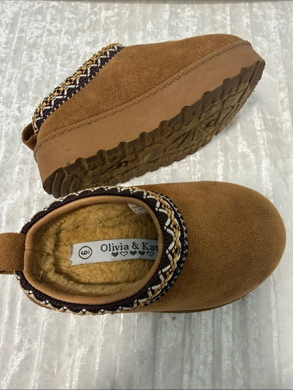 Kids Tan Cozy Slip-On Shoes